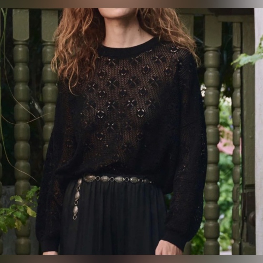 Crochet Pullover. The Great. Black. Size 1 NWOT